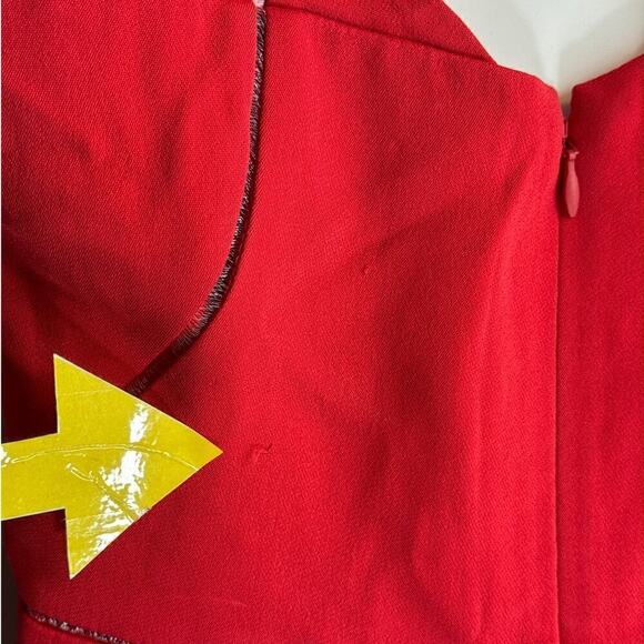 Jonathan Simkhai Crepe Combo Mini Ruffle Dress in Fire‎ Red Size 6 NWT - Picture 15 of 17